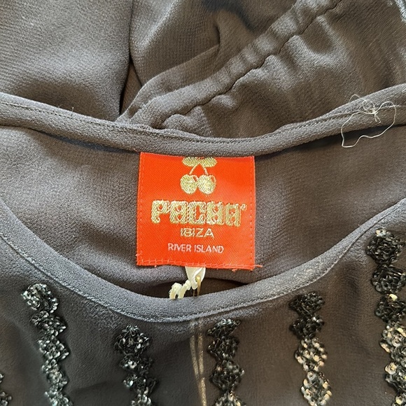 Pacha Ibiza River Island Sequin Black Sheer Sexy Swimsuit Coverup NWT - Picture 9 of 9